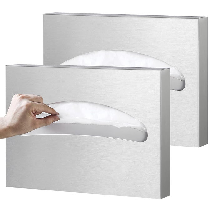 2 PACKS TOILET SEAT COVER DISPENSER WALL MOUNTED SUS 304 STAINLESS STEEL BRUSHED