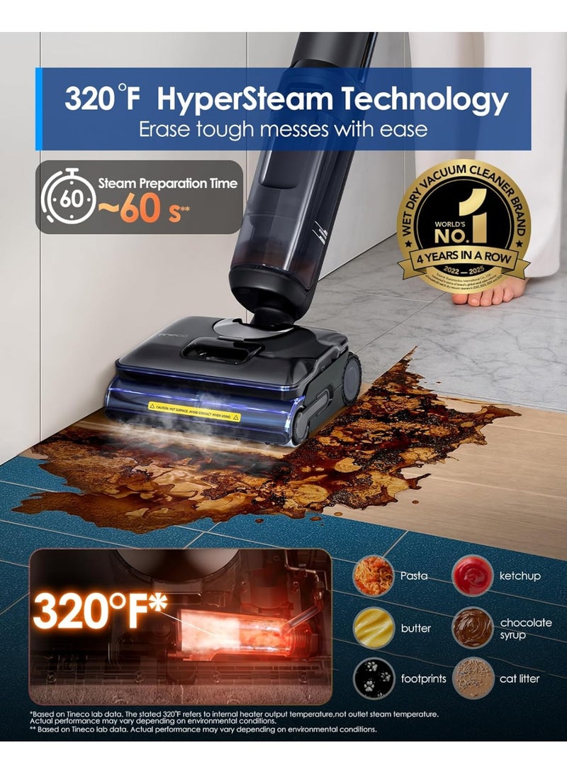 Tineco مكنسة بخارية لاسلكية رطبة وجافة Tineco Floor One S7 Stretch، 320℉ HyperSteam، تصميم مضاد للتشابك، FlashDry للتنظيف الذاتي، مدة تشغيل تصل إلى 75 دقيقة - Image 2