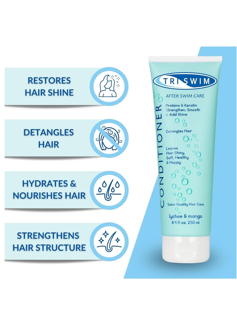 Triswim Chlorine Removal Hair Care Bundle after Swim Care Shampoo and Moisturizing Conditioner Anti Chlorine Hair Protection For Swimmers Removes Green Tint Vegan and Cruelty Free 251 plus 251 ml  - Image 2