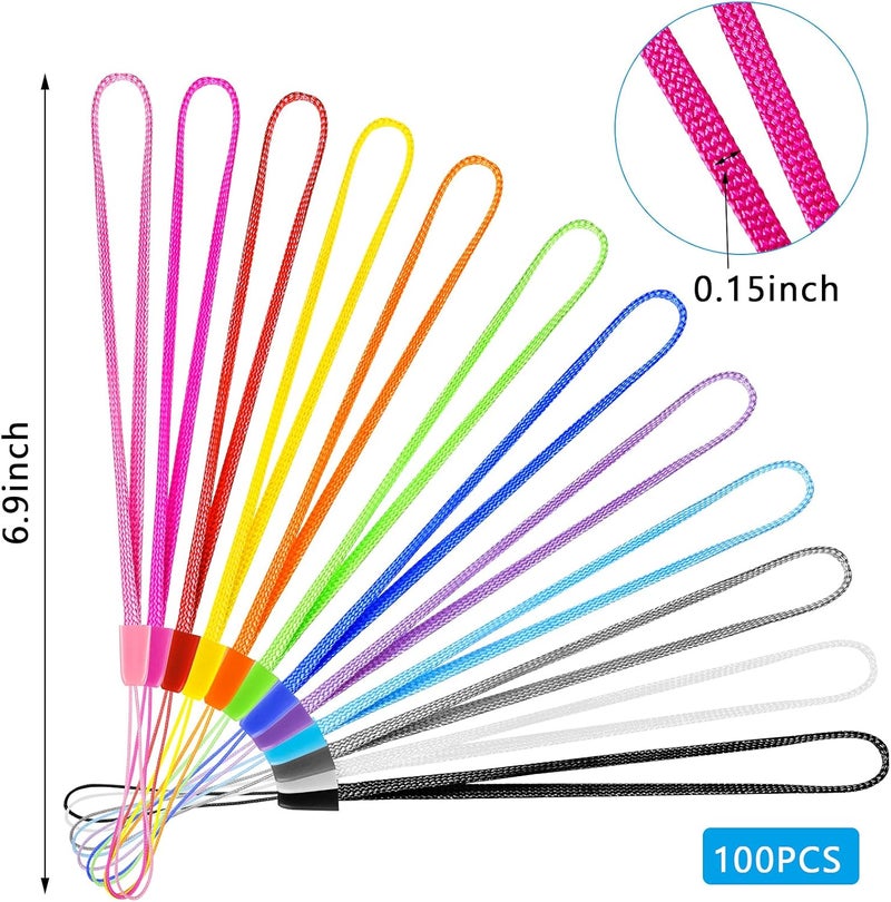 Shappy 100 Pcs Hand Wrist Strap Lanyard 7inch Nylon String for USB Flash Drive Cell Phone Camera Keychain ID Badge HolderMulticolor - Image 3