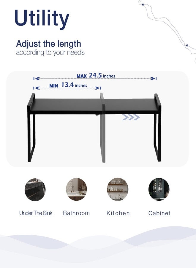 Nxconsu Expandable Cabinet Shelf Organizer Riser for Kitchen Pantry Cupboard Under Sink Countertop Home Storage Organization Rack Space Saver Freestanding Heavy Duty Nonslip Stackable Black X Large - Image 4
