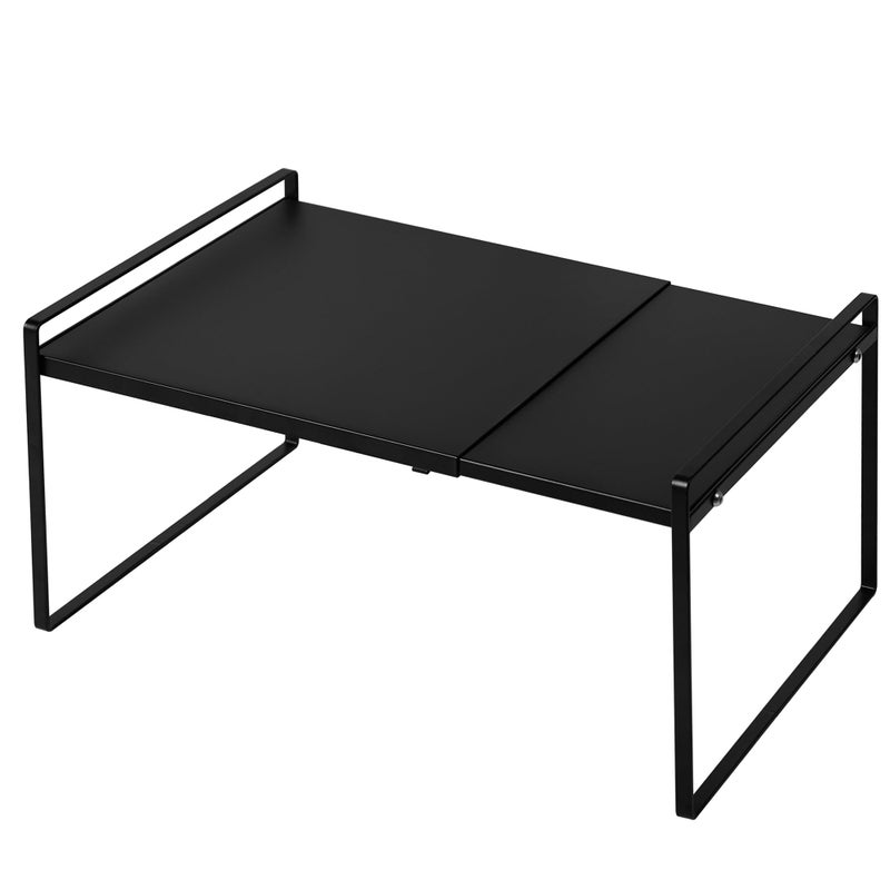 Nxconsu Expandable Cabinet Shelf Organizer Riser for Kitchen Pantry Cupboard Under Sink Countertop Home Storage Organization Rack Space Saver Freestanding Heavy Duty Nonslip Stackable Black X Large - Image 1