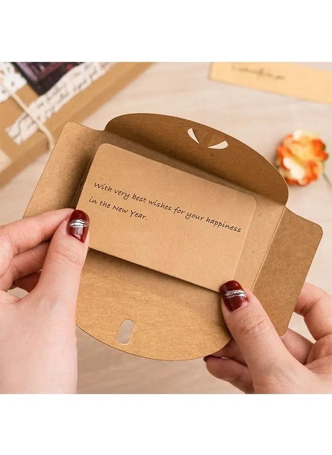 Generic 4 Packs Greeting Card,Brown Kraft 4 Floral Designs of Dried Flowers Greeting Cards with Envelopes, Stickers and Twine, Blank Note Cards for Friend (6.5*4.3 Inch)  - Image 4