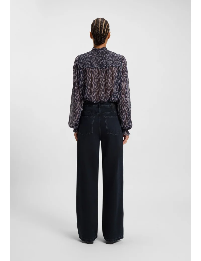 بوس Wide-leg jeans in blue-black rigid denim
