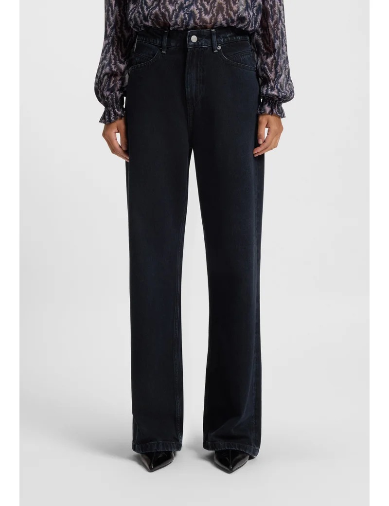 بوس Wide-leg jeans in blue-black rigid denim
