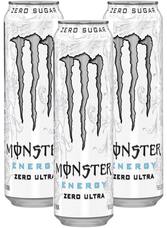 Monster Energy Zero Ultra White Drink (Pack of 3) 500ml By COUGAR | Zero Sugar Refreshing Energy Beverage | Light Flavor with Smooth Taste | Carbonated Energy Drink for Focus & Performance | Ready to Drink Can for Daily Boost – (Imported-USA) - Image 1