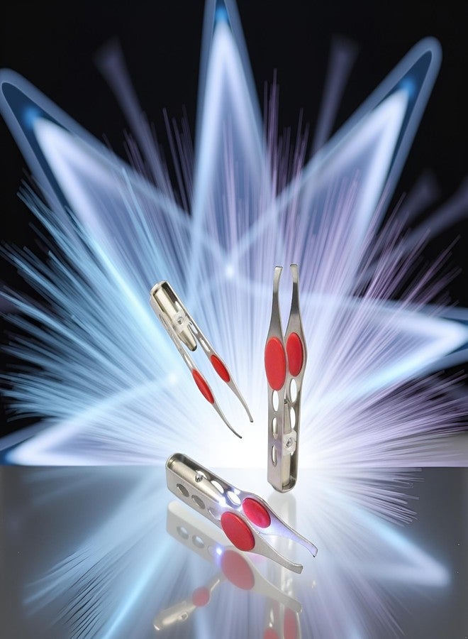 ملقط فضي مزدوج مزود بإضاءة LED لإزالة الشعر، أداة مكياج، ملقط للحواجب والرموش للنساء، أداة تشذيب الرموش، ملقط لإزالة الشعر النامي تحت الجلد، ملقط لإزالة شعر النساء - Image 5