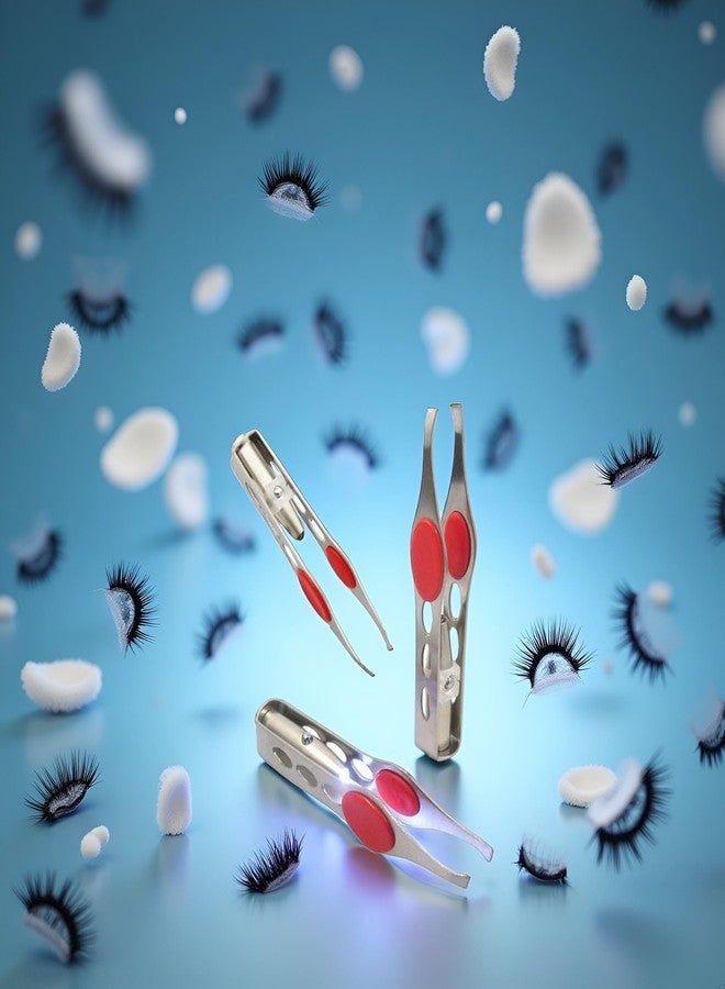 ملقط فضي مزدوج مزود بإضاءة LED لإزالة الشعر، أداة مكياج، ملقط للحواجب والرموش للنساء، أداة تشذيب الرموش، ملقط لإزالة الشعر النامي تحت الجلد، ملقط لإزالة شعر النساء - Image 2