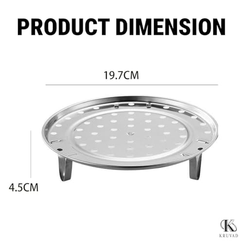 Kruvad 2 Pcs Canning Racks Steamer Round Stainless Steel Rack Steaming Stand Canner Canning Racks 3 Stand V- Shaped Mesh Design Removable Stand Steaming Tray Canning Racks [ 22x22x6 CM ] - Image 2