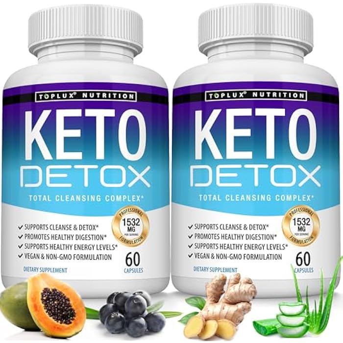 Toplux Keto Detox Pills Advanced Cleansing Extract – 1532 Mg Natural Acai Colon Cleanser Formula, Flush Toxins & Excess Waste, for Men Women, 60 Capsules, Supplement - Image 1