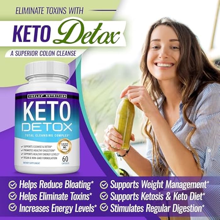 Toplux Keto Detox Pills Advanced Cleansing Extract – 1532 Mg Natural Acai Colon Cleanser Formula, Flush Toxins & Excess Waste, for Men Women, 60 Capsules, Supplement - Image 5