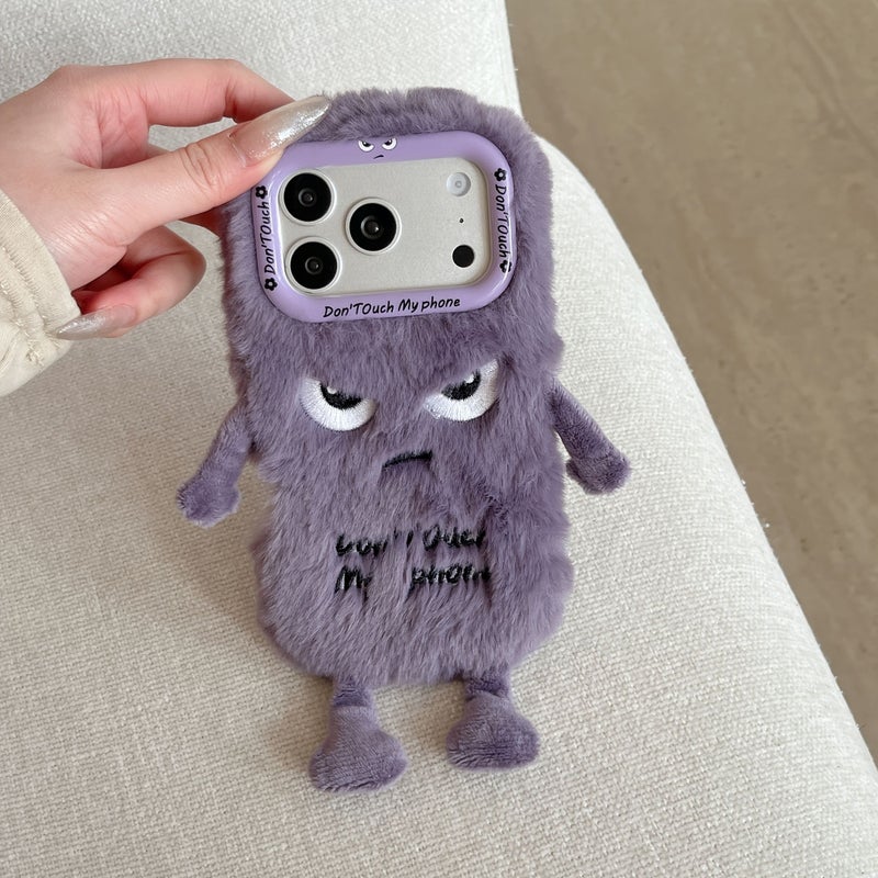 Purple Cute Cartoon Carrot Eggplant Plush Phone Case For iPhone 15 Plus - Image 5