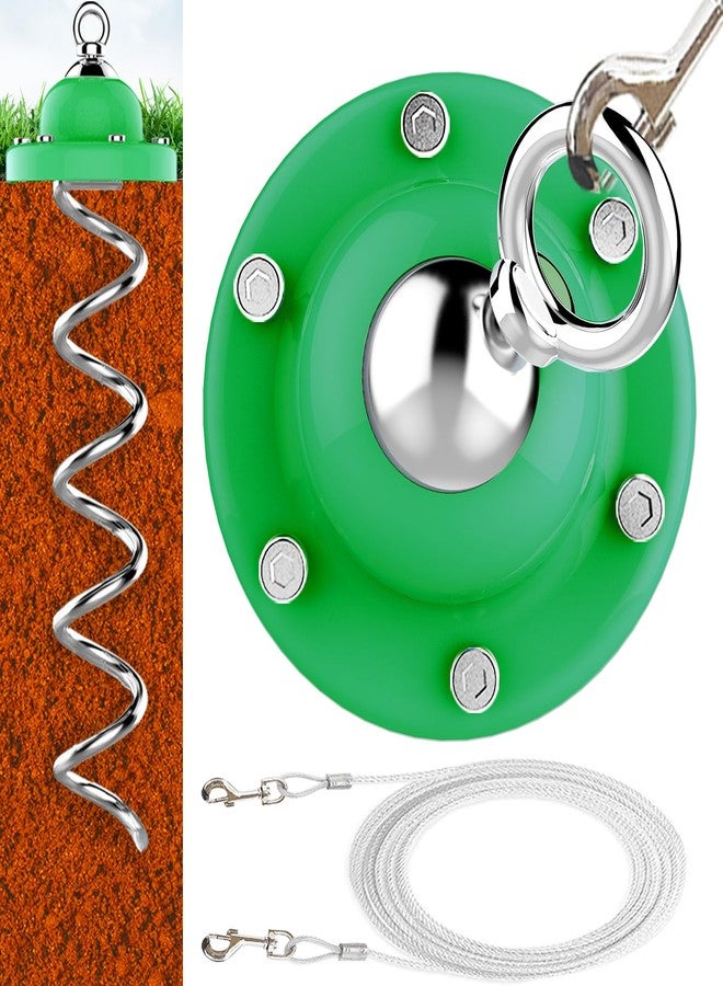Eurmax USA 360° Swivel Pet Dog Tie Out Stake Bonus 17FT Dog Tie Out Cable Dog Anchor Heavy Duty Dog Yard Stake Rust Proof Anchor Dog Tether （Green） - Image 1