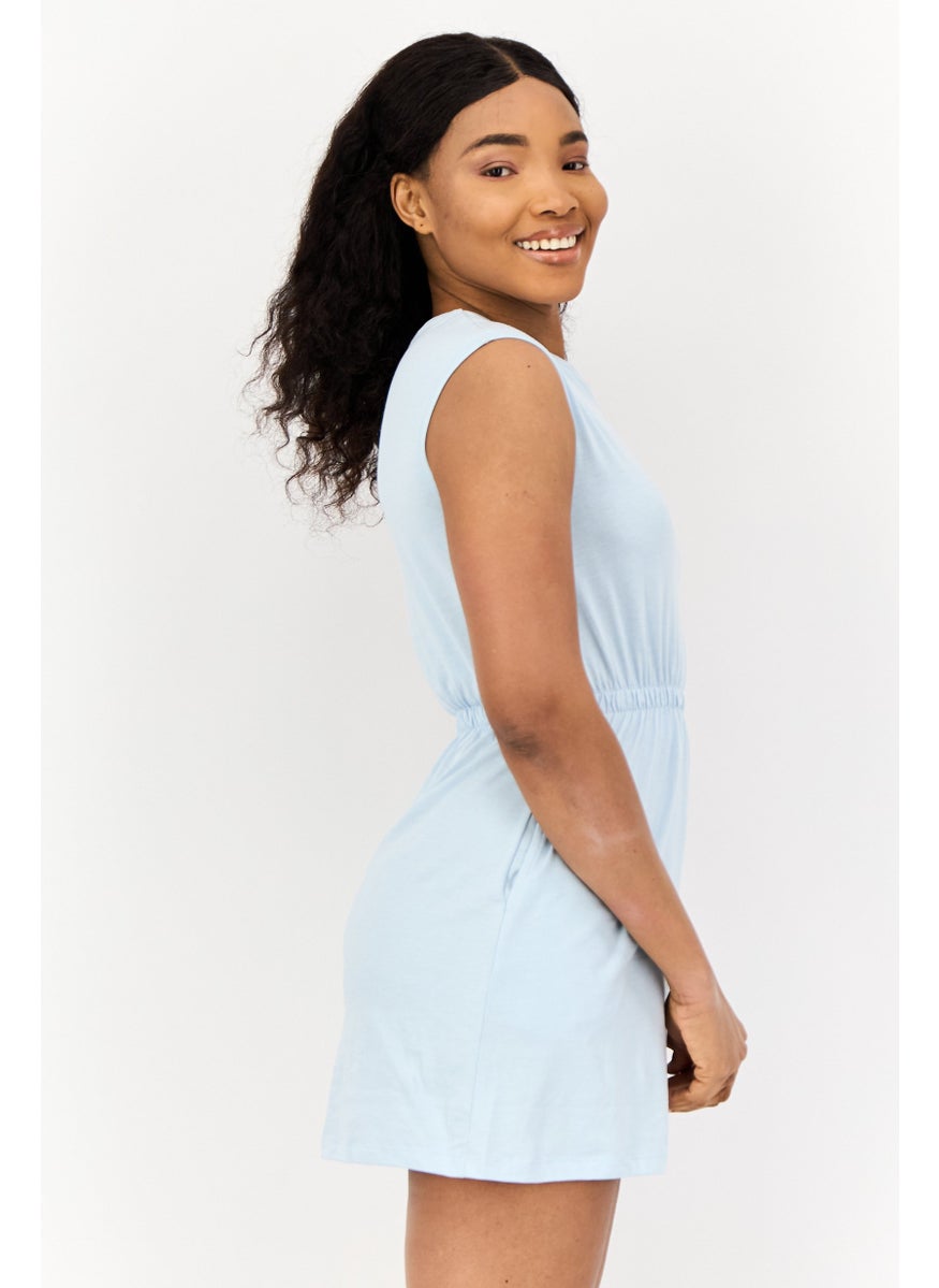 ONLY Women Plain Mini Dress, Light Blue  - Image 4