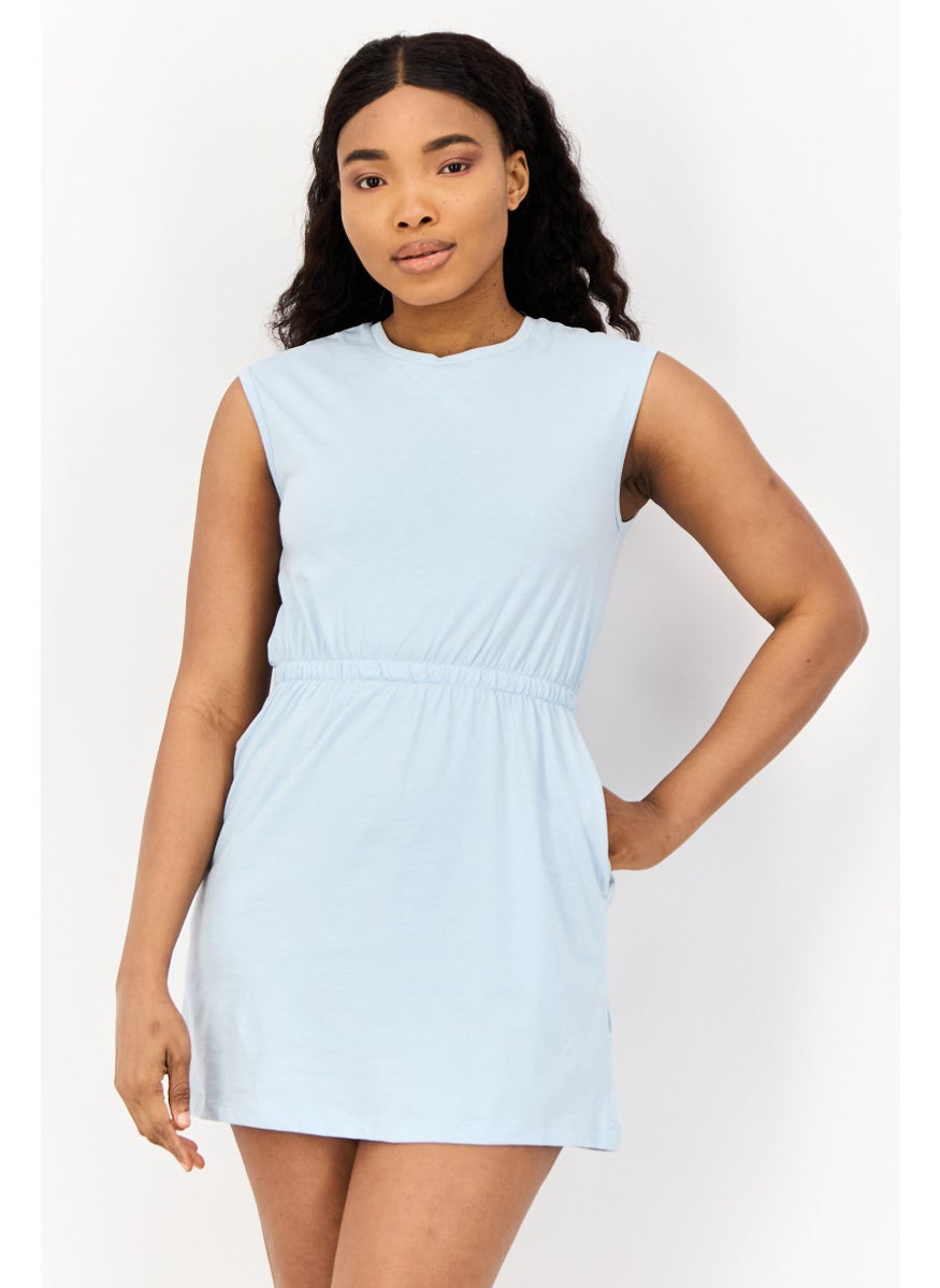 ONLY Women Plain Mini Dress, Light Blue  - Image 2