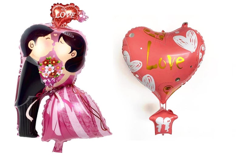 Krisah Wedding Venue, Engagement, Hearts Foil with Kissing Couple Balloon Pack of 2 - Image 1