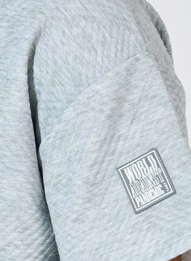 Styli Jacquard Knit Oversized Badge T-Shirt & Shorts Co-Ords