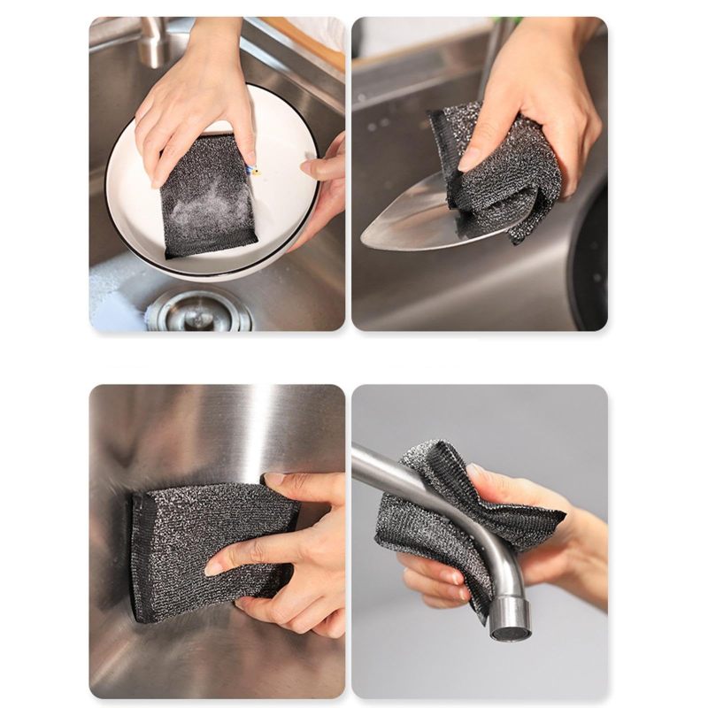 Stainless Steel Cleaning Ball Set, Black (6PCS) - Image 4