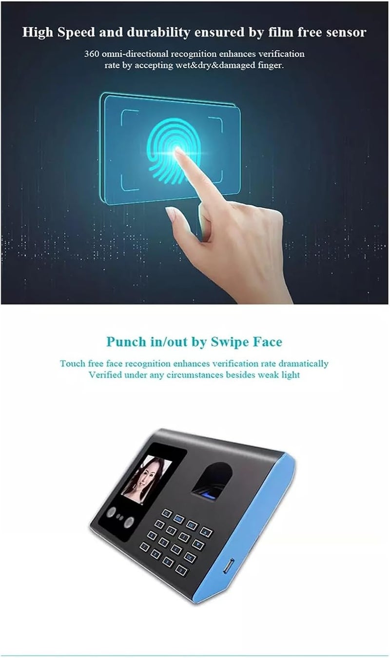 نظام بصمة الأصابع لحضور الموظفين مع التعرف على الوجه وشاشة TFT LCD ومنفذ USB - Image 4