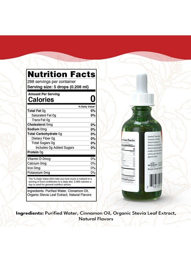 Sweet Drops - Sweetleaf Stevia Liquid Sweet Drops - Cinnamon Flavored Drops, Stevia Liquid Sweetener, Zero-Calorie, Sugar-Free Syrup Alternative For Keto Coffee, Baking, Shakes, 2 Ounce (Pack Of 1) - Image 1