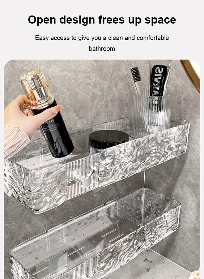 Bathroom Shelf, Wall Mounted Storage No Punching, Can be placed on the shower restroom wall, transparent color  - Image 3