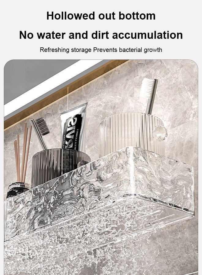 Bathroom Shelf, Wall Mounted Storage No Punching, Can be placed on the shower restroom wall, transparent color  - Image 4