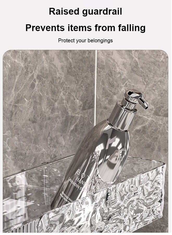 Bathroom Shelf, Wall Mounted Storage No Punching, Can be placed on the shower restroom wall, transparent color  - Image 5