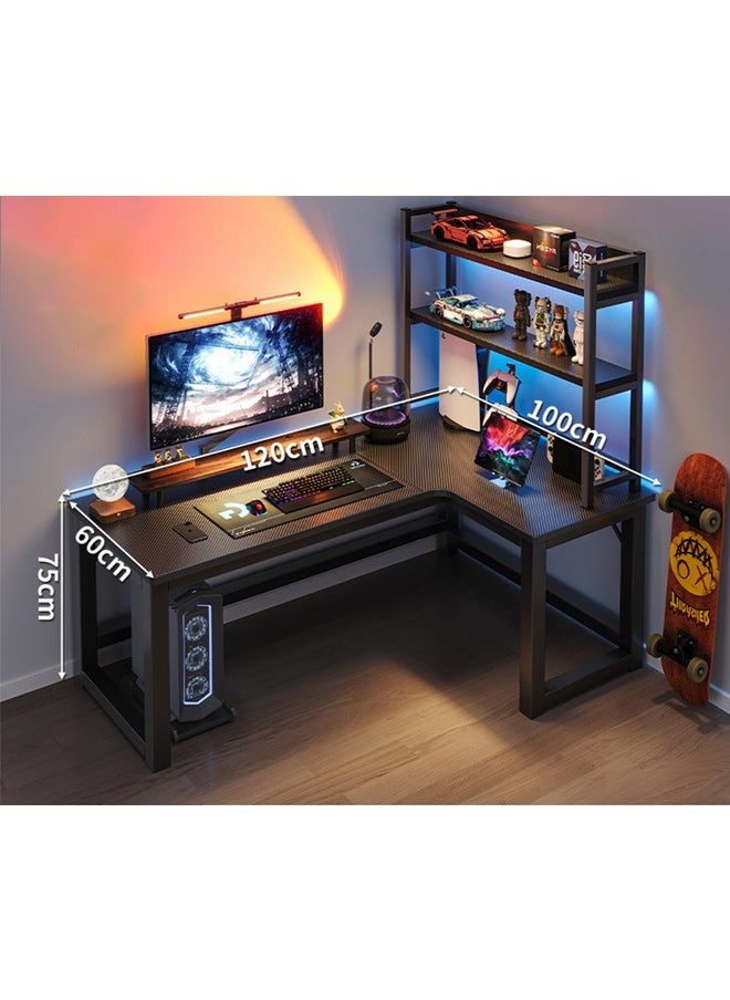 keke - Computer and Multifunction Table Home Office Workstation with Storage Rack 120X100 cm (Right Corner) - Image 1