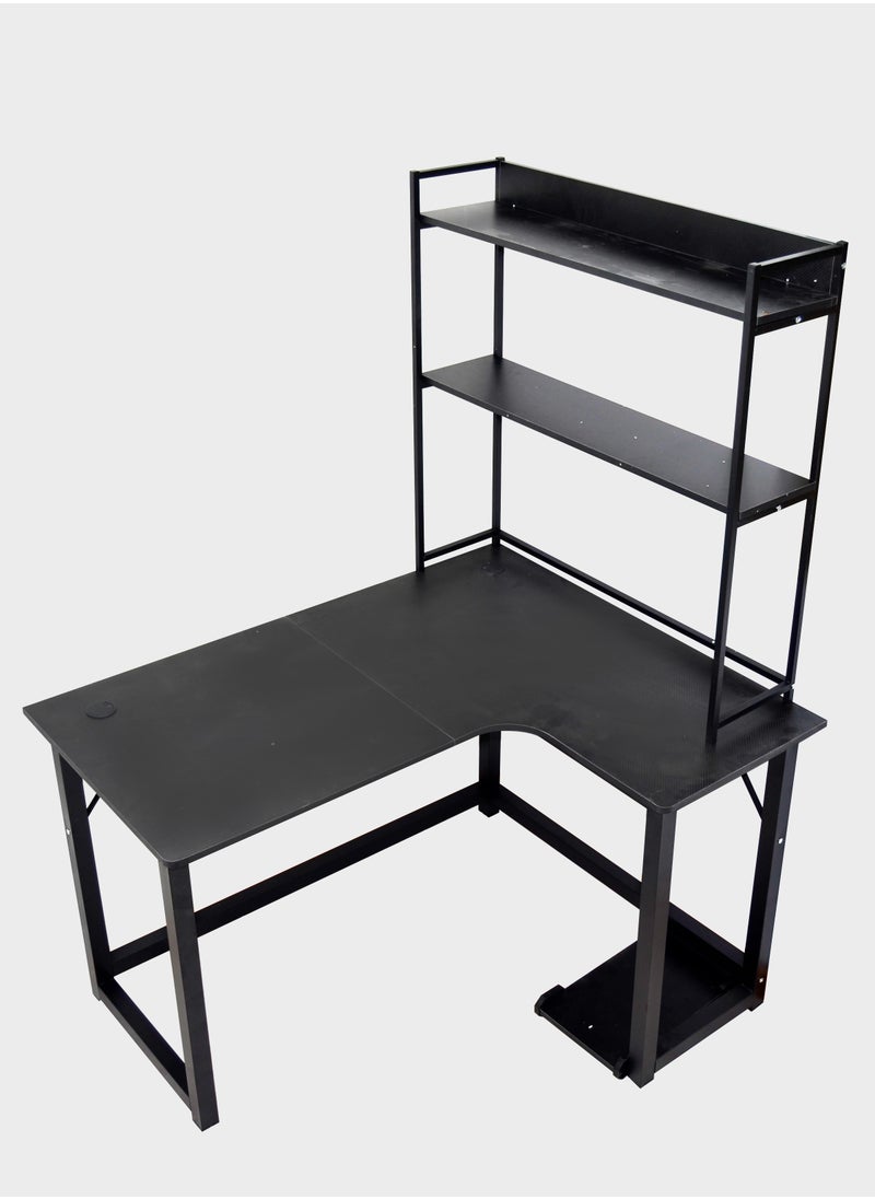 keke - Computer and Multifunction Table Home Office Workstation with Storage Rack 120X100 cm (Right Corner) - Image 1