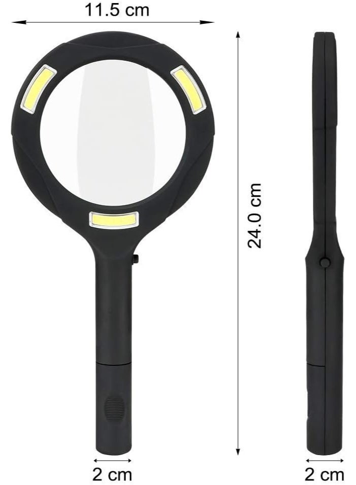 عدسة مكبرة 3X طاقة ، عدسة مكبرة محمولة مع ضوء LED COB فائق التوهج - Image 2