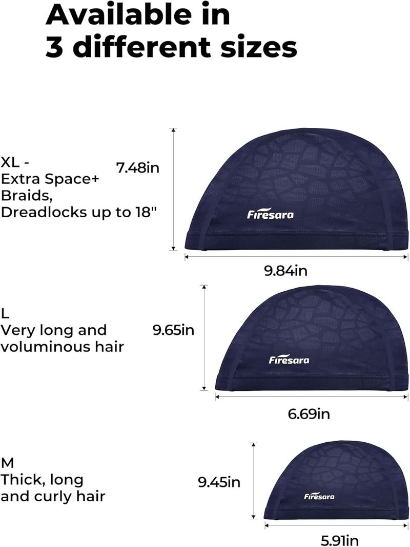 Firesara Fabric Swim Cap, High Elasticity Swimming Cap Keeps Hair Clean Breathable Fit Both Long Hair Short Hair, Swim Caps Woman Girls Men Kids One Size Hat - Image 4