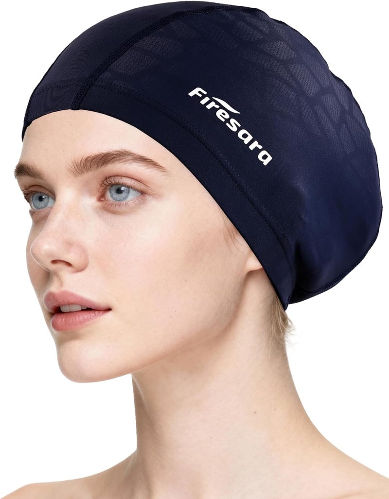 Firesara Fabric Swim Cap, High Elasticity Swimming Cap Keeps Hair Clean Breathable Fit Both Long Hair Short Hair, Swim Caps Woman Girls Men Kids One Size Hat - Image 1