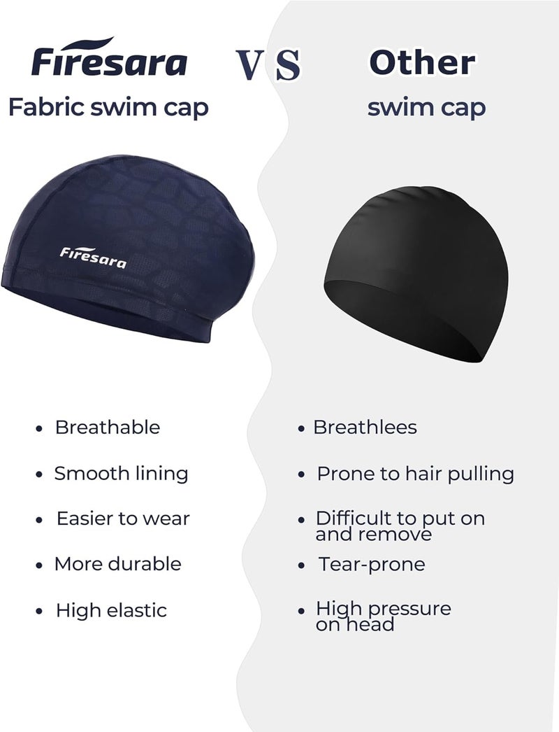 Firesara Fabric Swim Cap, High Elasticity Swimming Cap Keeps Hair Clean Breathable Fit Both Long Hair Short Hair, Swim Caps Woman Girls Men Kids One Size Hat - Image 5