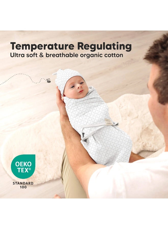 KeaBabies Soothe Swaddle Wraps with Knot Hats 3 Pack, Newborn Set, Sage - Image 4