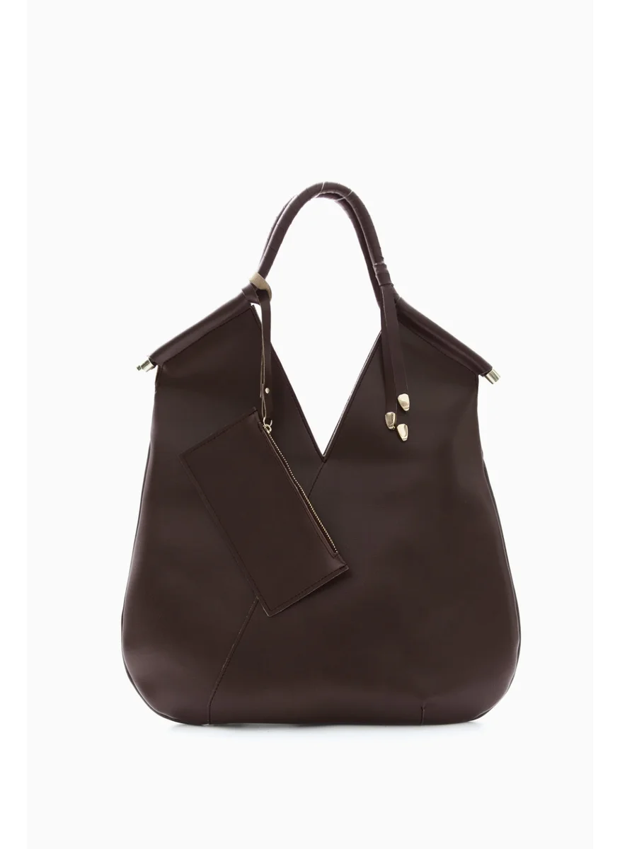Wecre8 Brown V-Cut Tote Bag by WECRE8