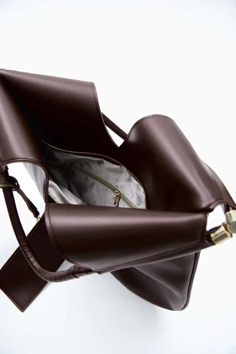 Wecre8 Brown V-Cut Tote Bag by WECRE8