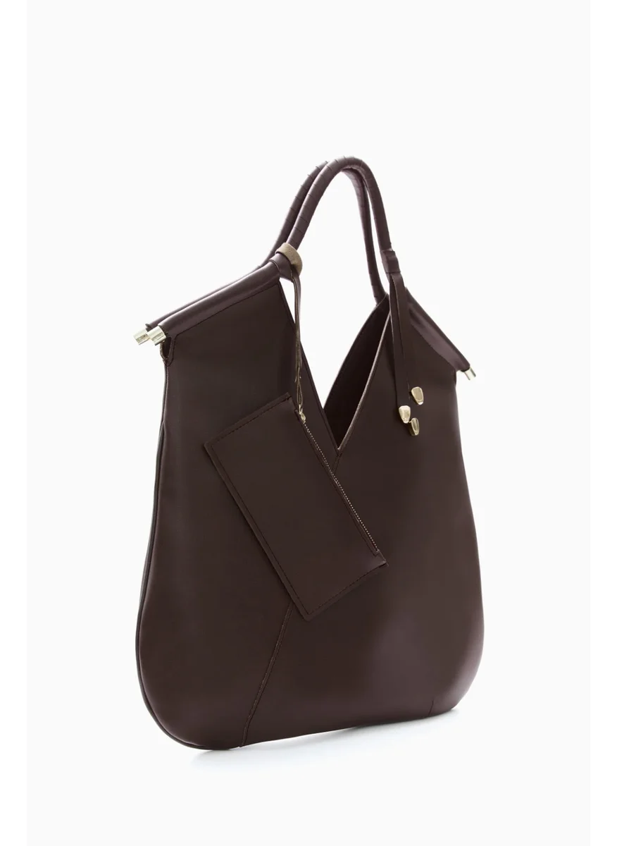 Wecre8 Brown V-Cut Tote Bag by WECRE8