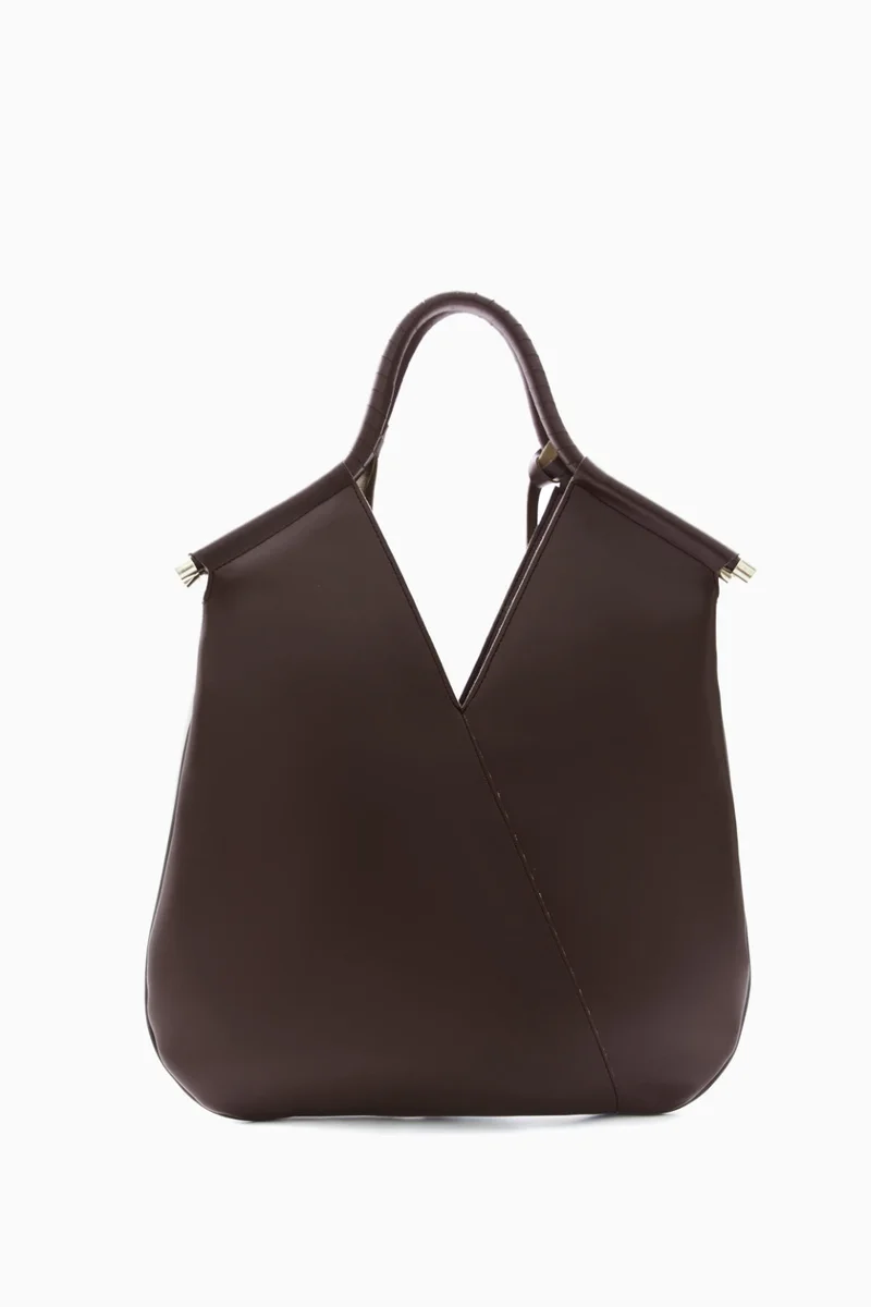 Wecre8 Brown V-Cut Tote Bag by WECRE8