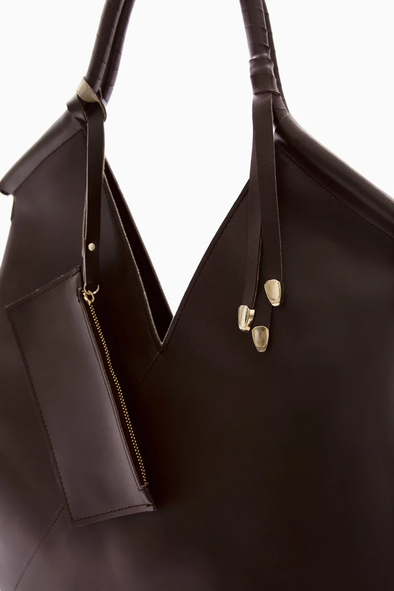 Wecre8 Brown V-Cut Tote Bag by WECRE8