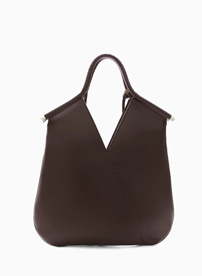 Wecre8 Brown V-Cut Tote Bag