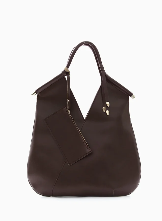Wecre8 Brown V-Cut Tote Bag
