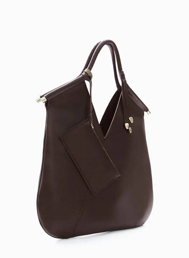 Wecre8 Brown V-Cut Tote Bag