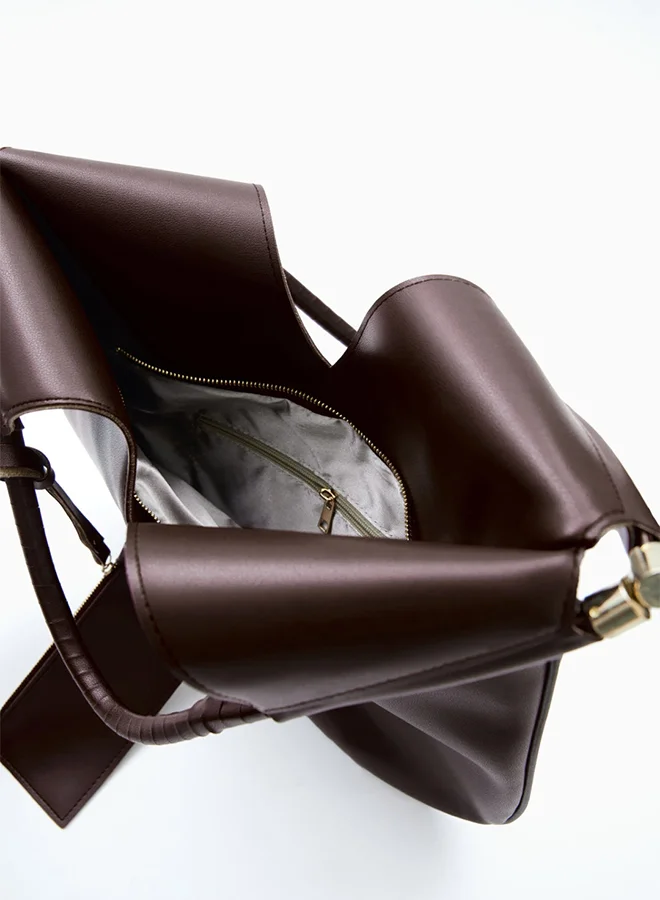 Wecre8 Brown V-Cut Tote Bag