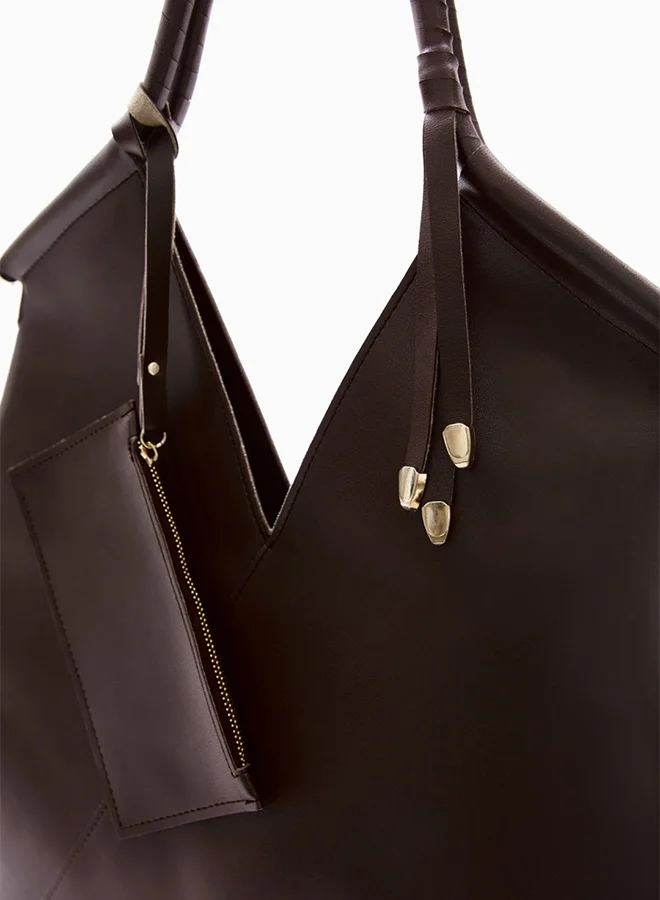 Wecre8 Brown V-Cut Tote Bag