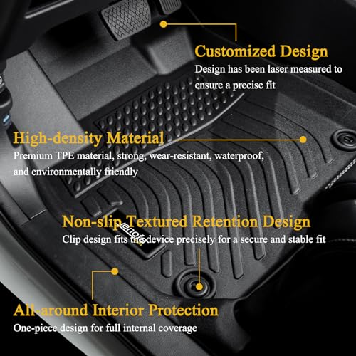Jenofa-Floor Mats for Ford Explorer 2015-2019 7 Seats All Weather Car Mats for Ford Explorer Durable Floor Liners Custom Fit Explorer Accessories Black - Image 2
