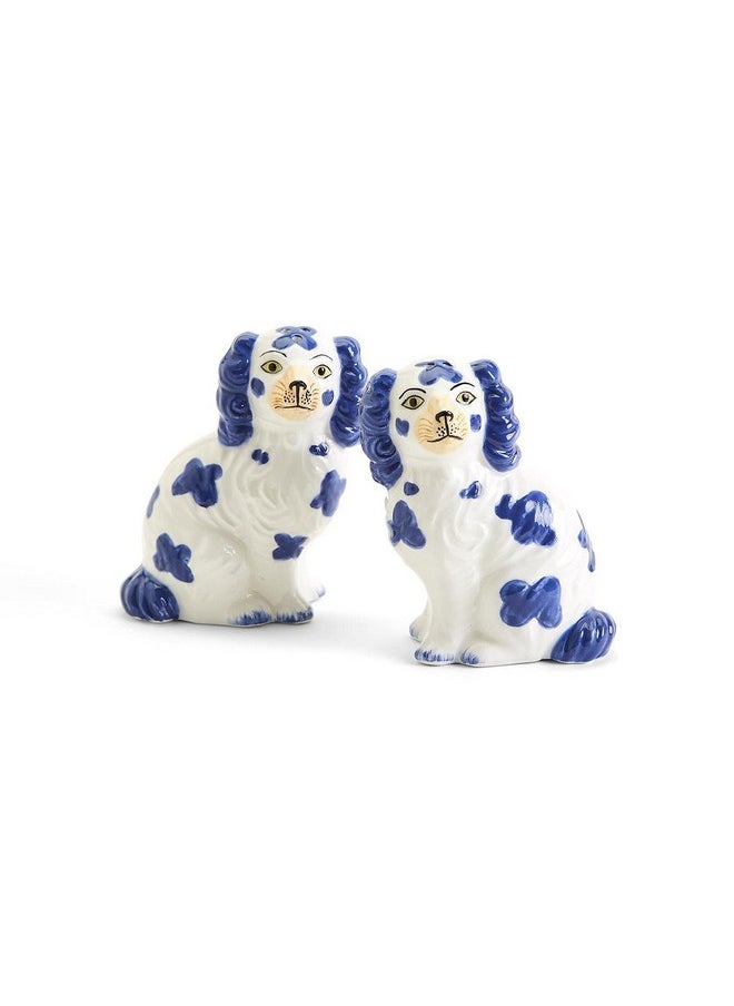 Two's Company Staffordshire Dog Salt And Pepper Shaker Set - Hand-Painted Ceramic 
