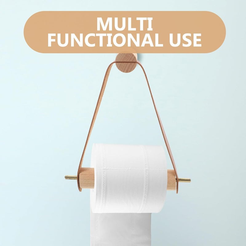 Wooden Toilet Paper Holder Wall Mount Paper Towel Dispenser Bathroom Tissue Rack for Kitchen and Bathroom Brown Vertical Stand - Image 3