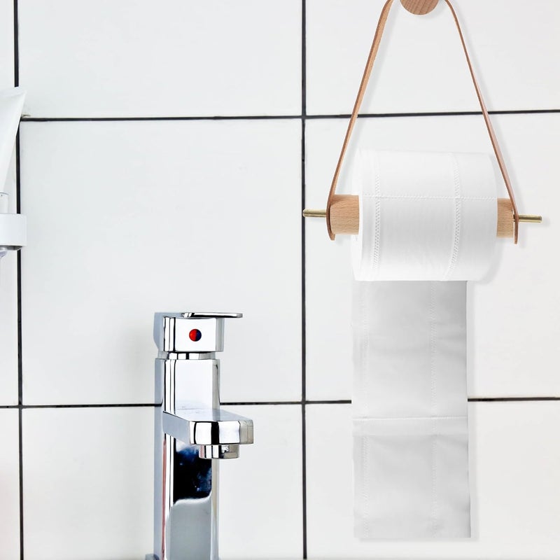Wooden Toilet Paper Holder Wall Mount Paper Towel Dispenser Bathroom Tissue Rack for Kitchen and Bathroom Brown Vertical Stand - Image 4
