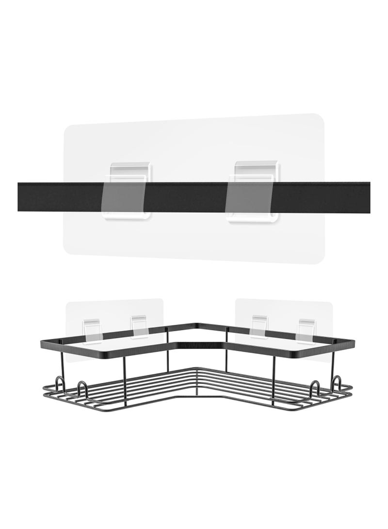 Shower Caddy Adhesive Replacement Sticker Flat Hook Adhesive Shower Caddy Hooks Flat Hook Flat Shower Caddy Hooks Transparent Strong Hook for Bathroom Shower Organizer Hanging Kitchen 8 Pack - Image 3