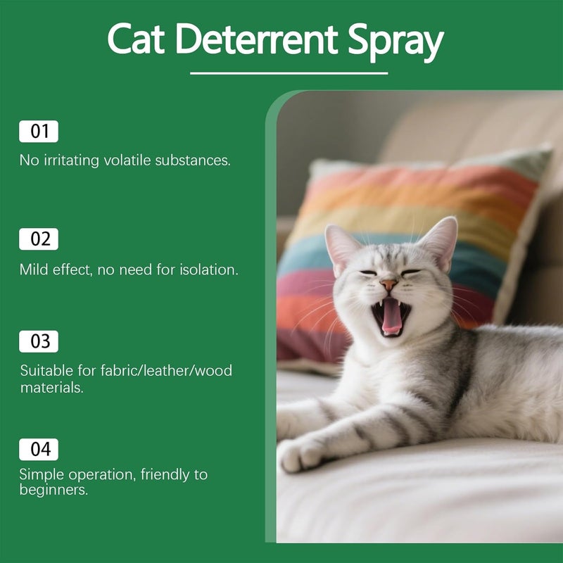 Makbeaty Cat Repellent Spray,Cat Deterrent Spray, Natural Ingredients Cat Repellent Effective Cat Scratch Deterrent Training Aid, Safe Cat Urination Deterrent for Furniture & Walls Protection - Image 3